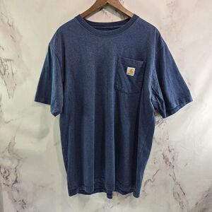 Carhartt T Shirt Men Large Blue Pocket Original Tee Short Sleeve Crew Mid Weight